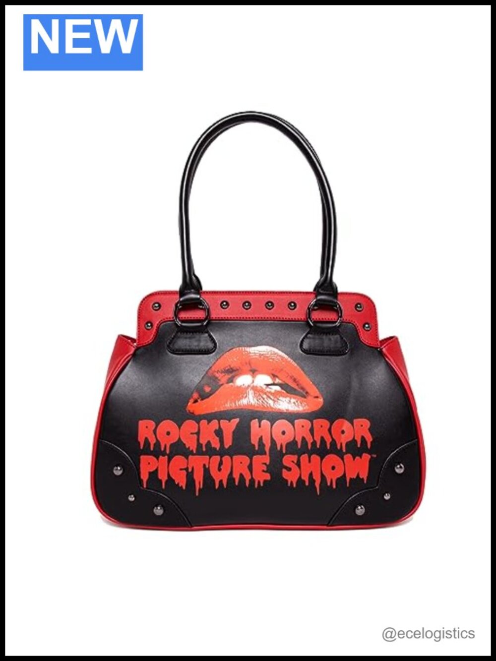 Vegan Leather Bowler Top-Handle Handbag with Bitten Lips